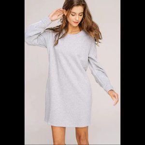GREY LONG SLEEVE STRIPE MINI DRESS - SALE ENDS SUNDAY!